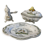 Tureen and sauce bowl Moustier bird