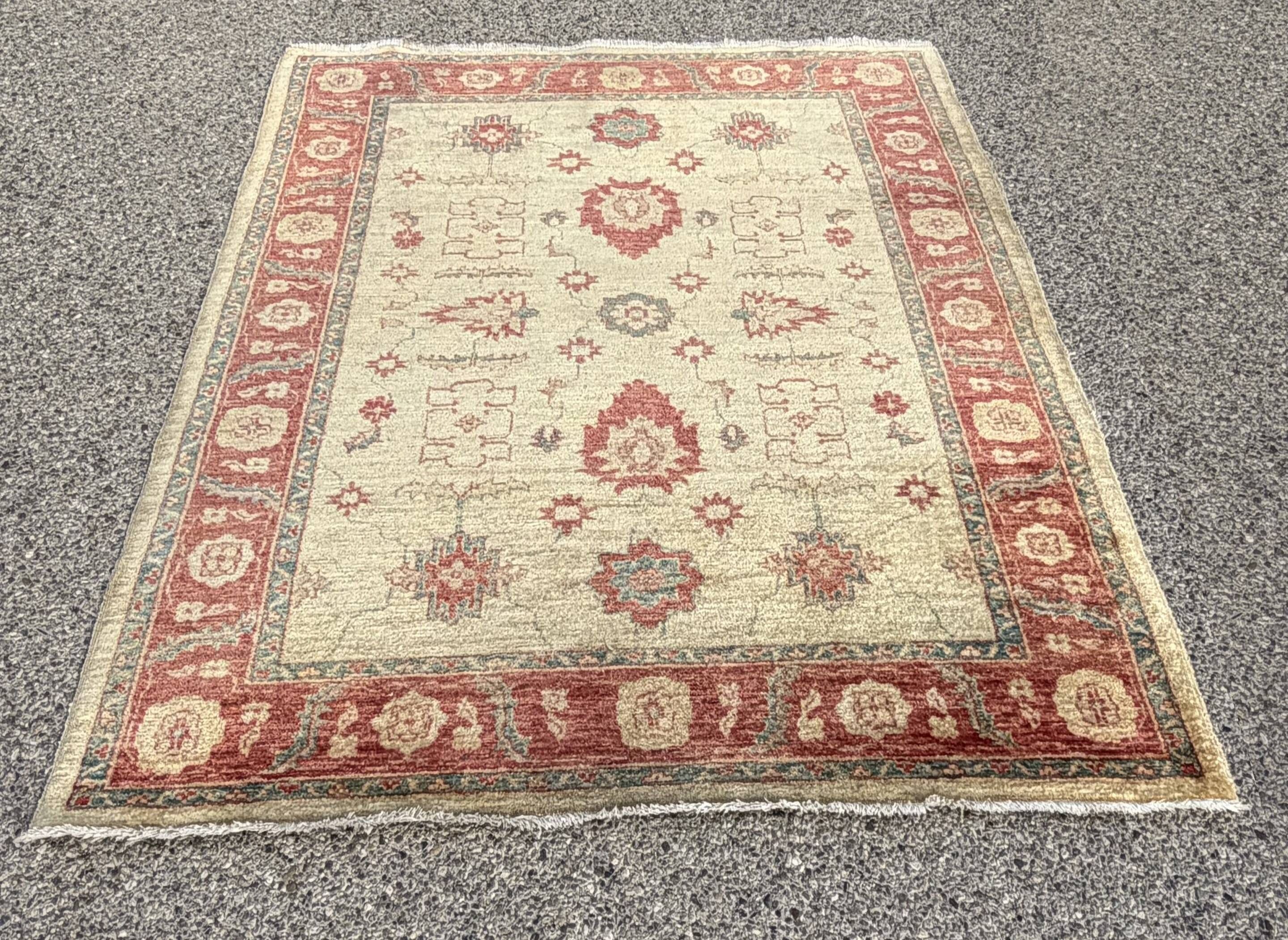 Vintage Afghan Chobi Ziegler hand-knotted rug: 193 x 154 cm