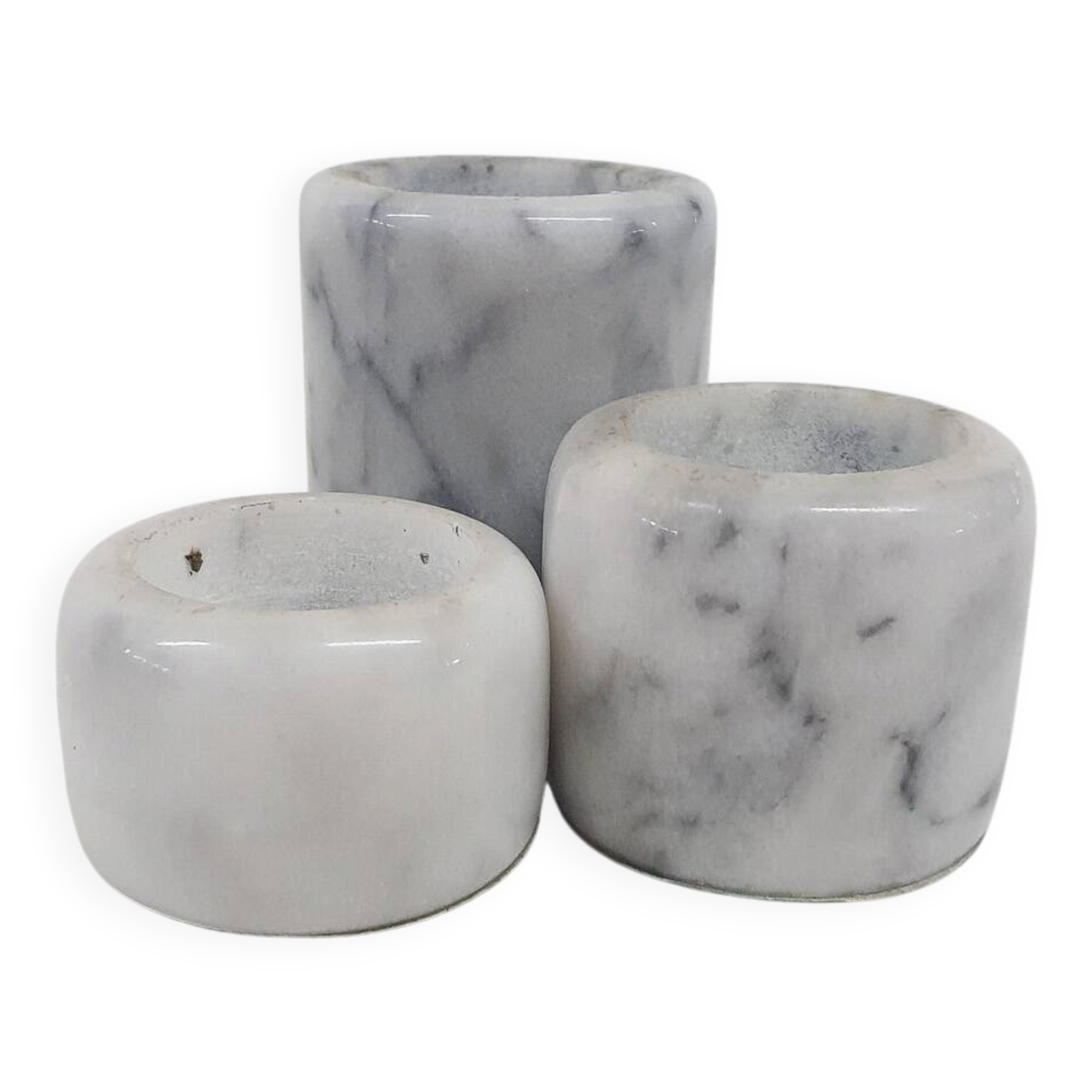 Set of three marble candle sticks, Italy 1970's