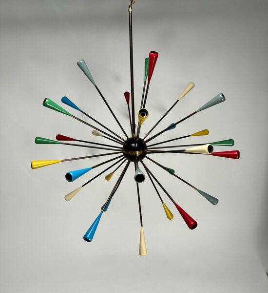 Mid-Century Sputnik Chandelier attributed to Stilnovo, Italy, 1950s