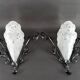 Pair of Wrought Iron Wall Lights by Degué, Art Deco, France, c. 1930