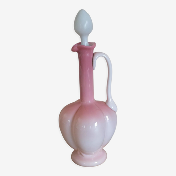Pink and white opaline ewer