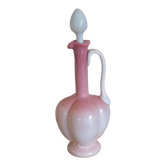 Aiguière en opaline rose et blanche