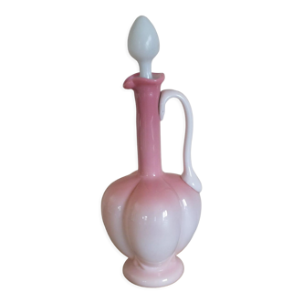 Pink and white opaline ewer