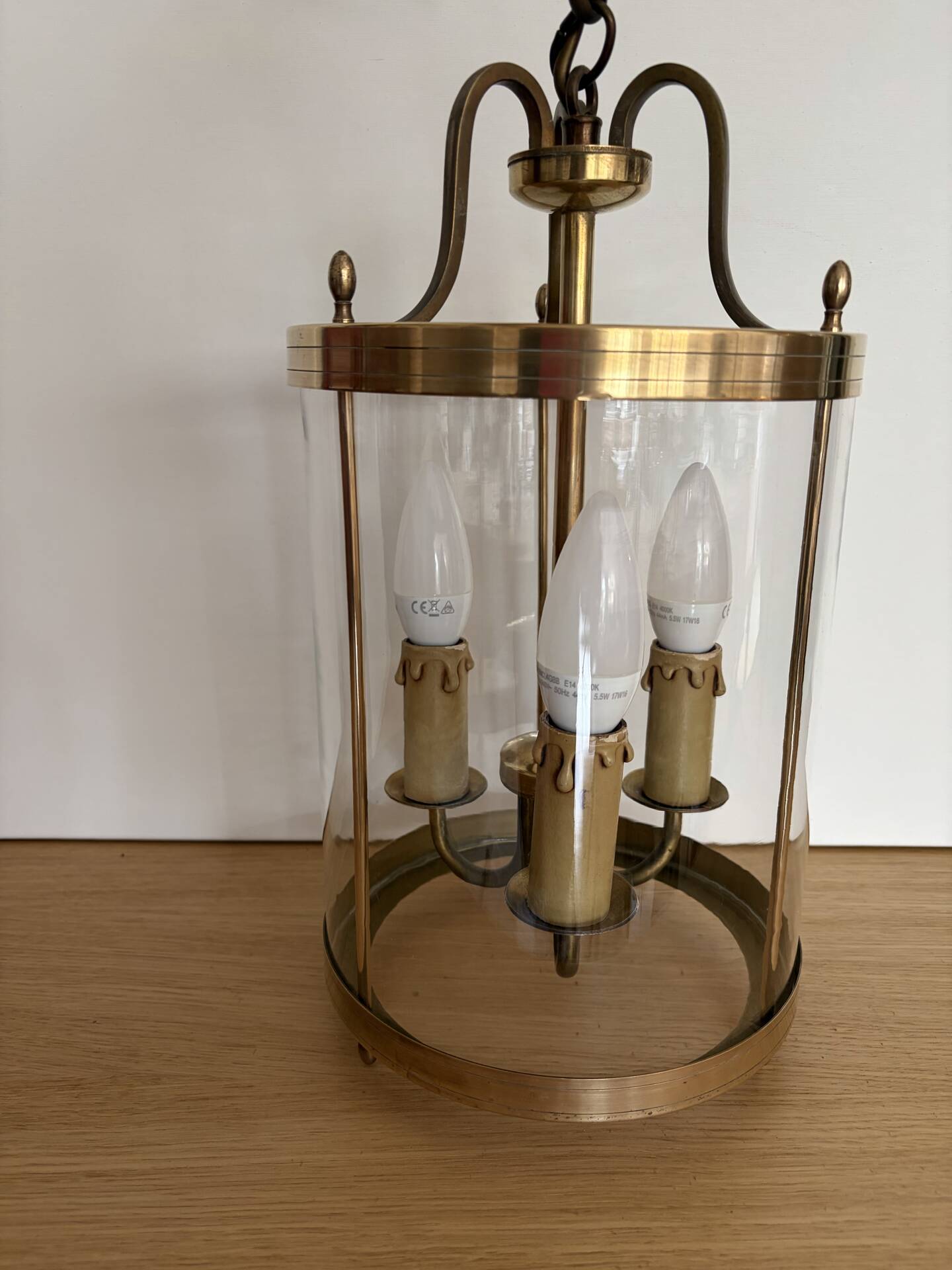 Brass and glass pendant light