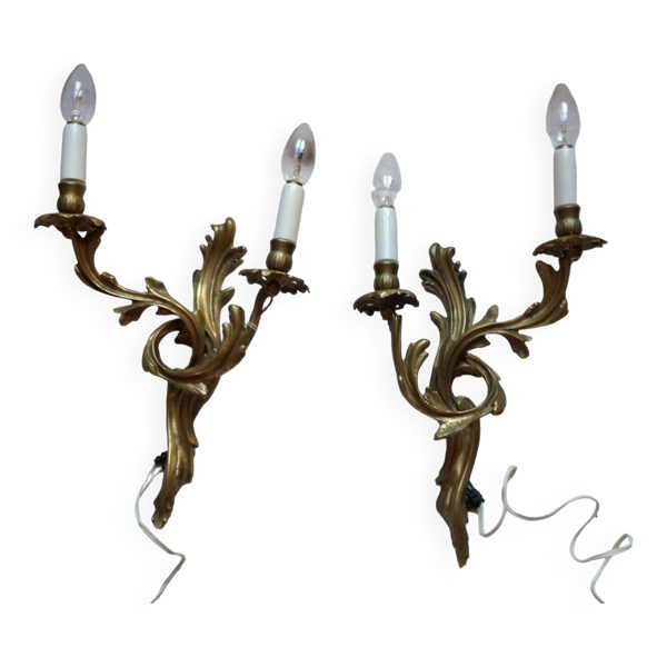 Paire d'appliques anciennes en bronze, début 20ème — Beyit