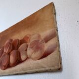 Tableau nature morte pêches de vigne
