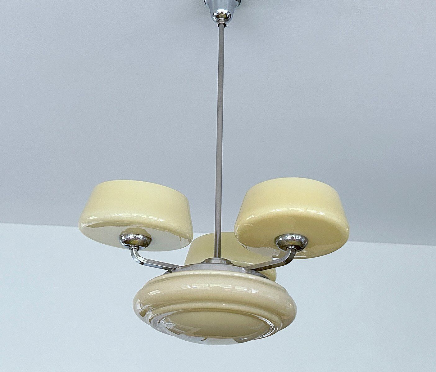 Large Art Deco pendant light in glass, 1930s