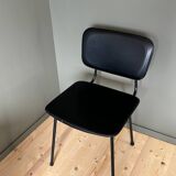 Metal chair and black faux leather, 1950s.