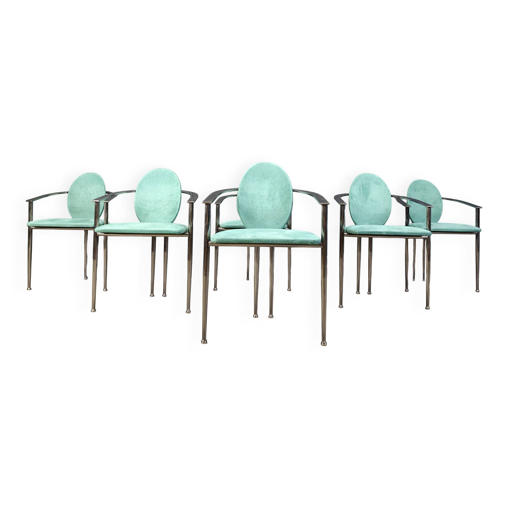Vintage dining chairs by Belgo chrom, set of 6 - 1980s