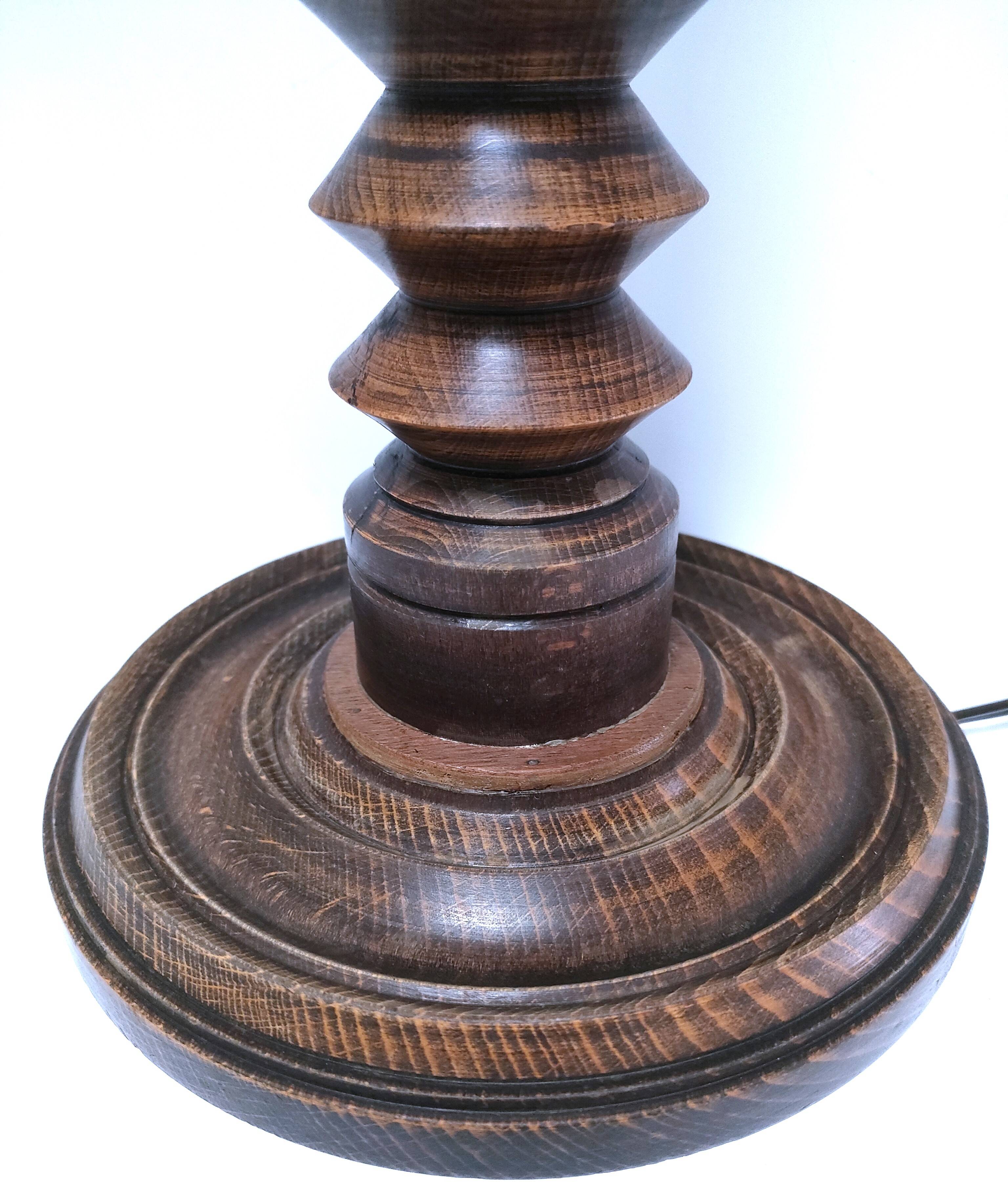 XL turned wooden lamp base H.47 cm 1950s design