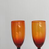 Duo de verres soufflés à la main orange