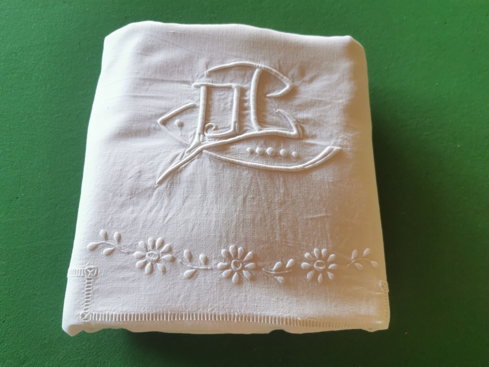Old monogrammed fabric