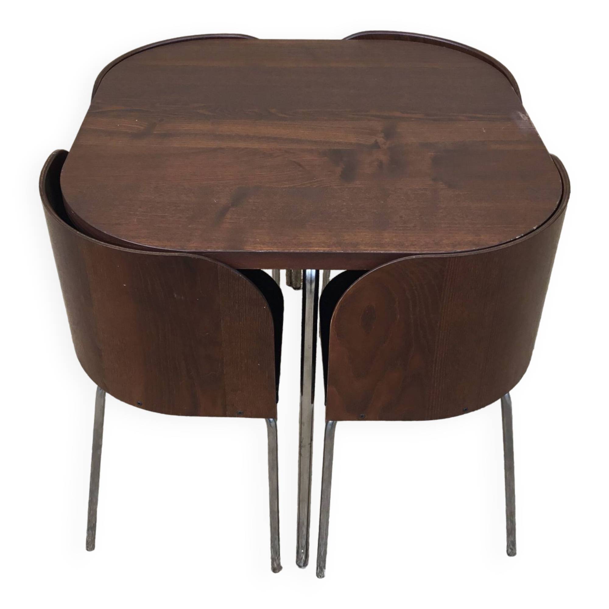 Ikea table late 20th century fusion model in dark wood and chrome legs