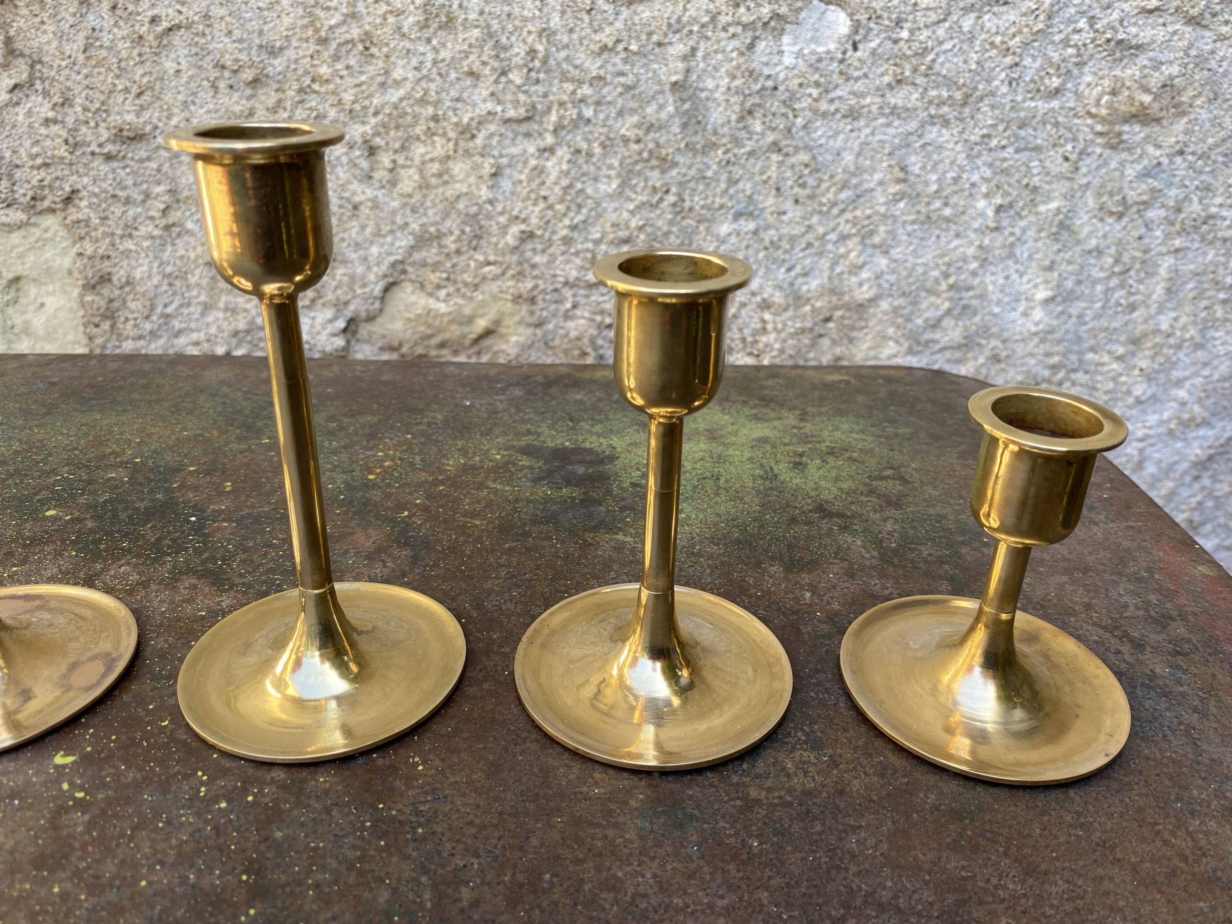 Set of 6 vintage brass candle holders