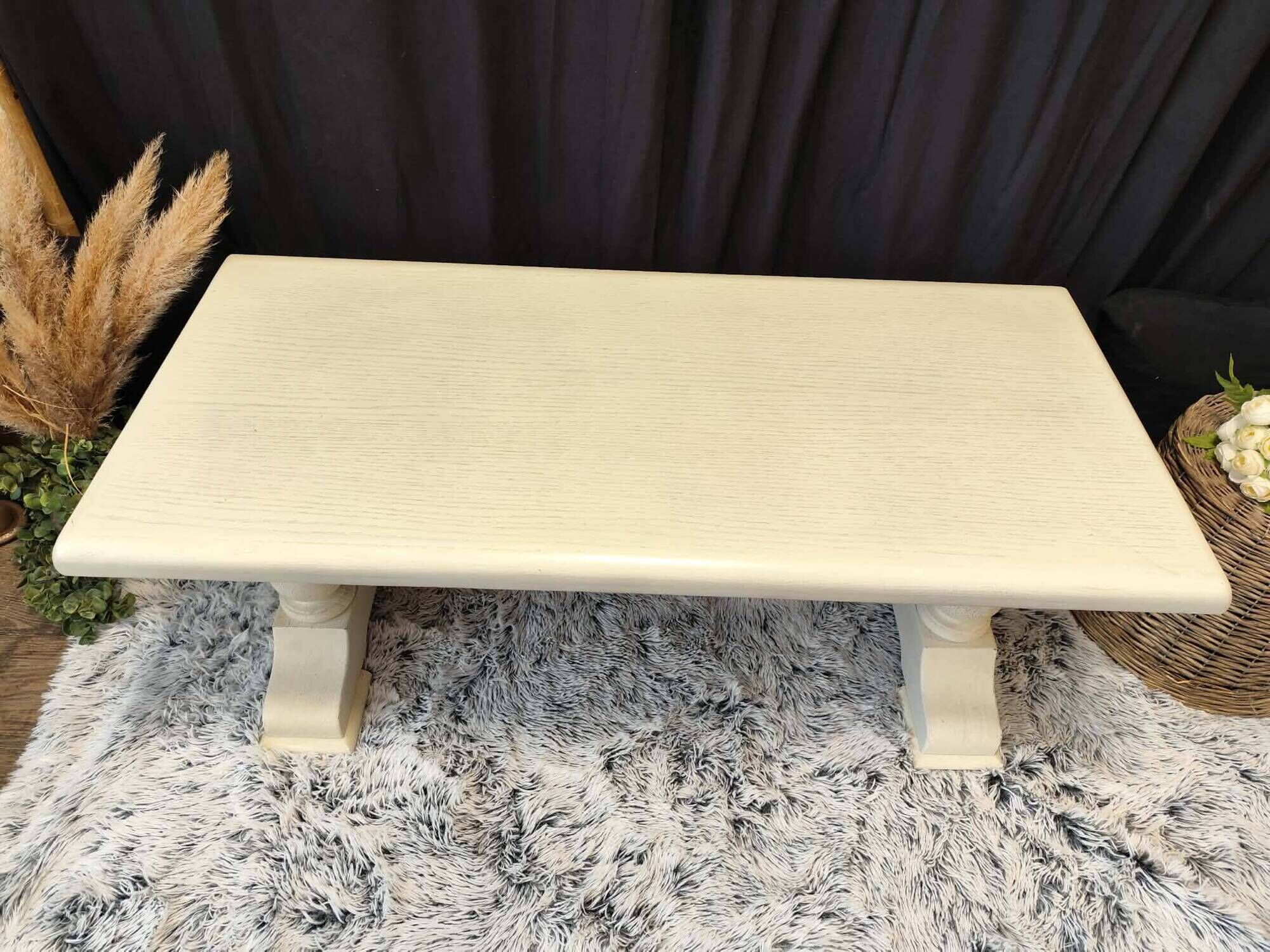 Oak solid wood coffee table entrance bench