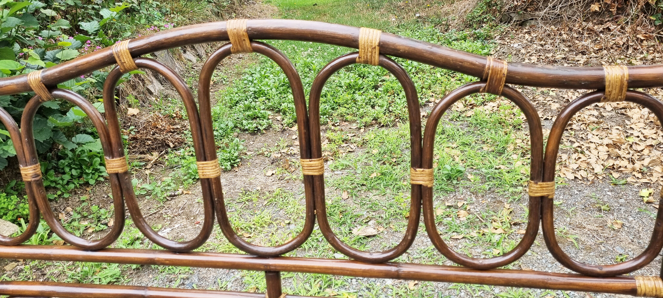 Double bed bamboo and rattan, vintage, 60s