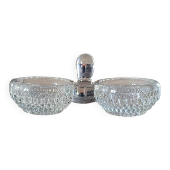 Thick glass salt and pepper shakers