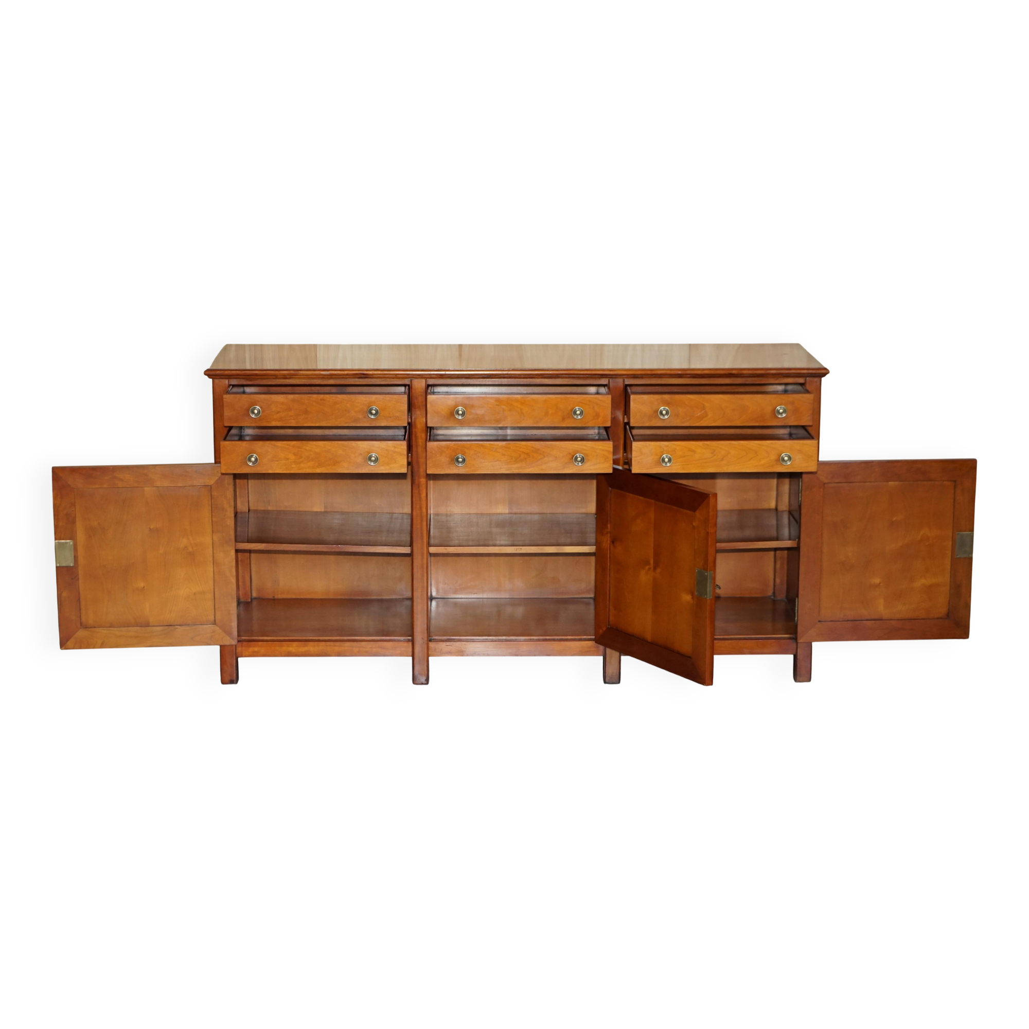 Large buffet Multiyork in solid cherry wood with six drawers.