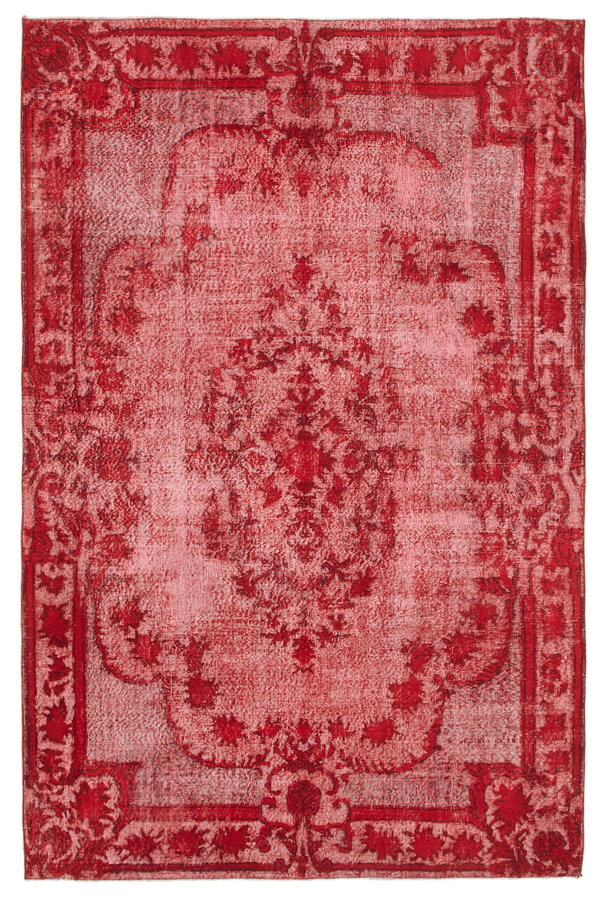 Hand-knotted contemporary oriental 1980s 202 cm x 309 cm red carpet