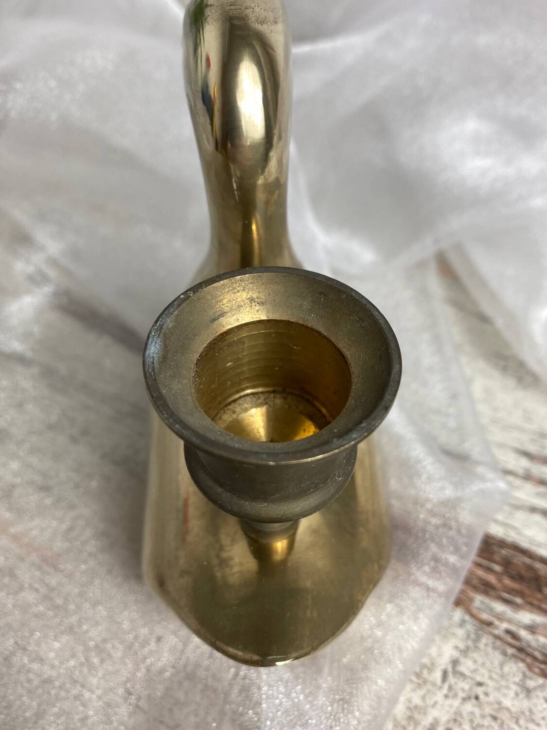 Brass swan-shaped candlestick