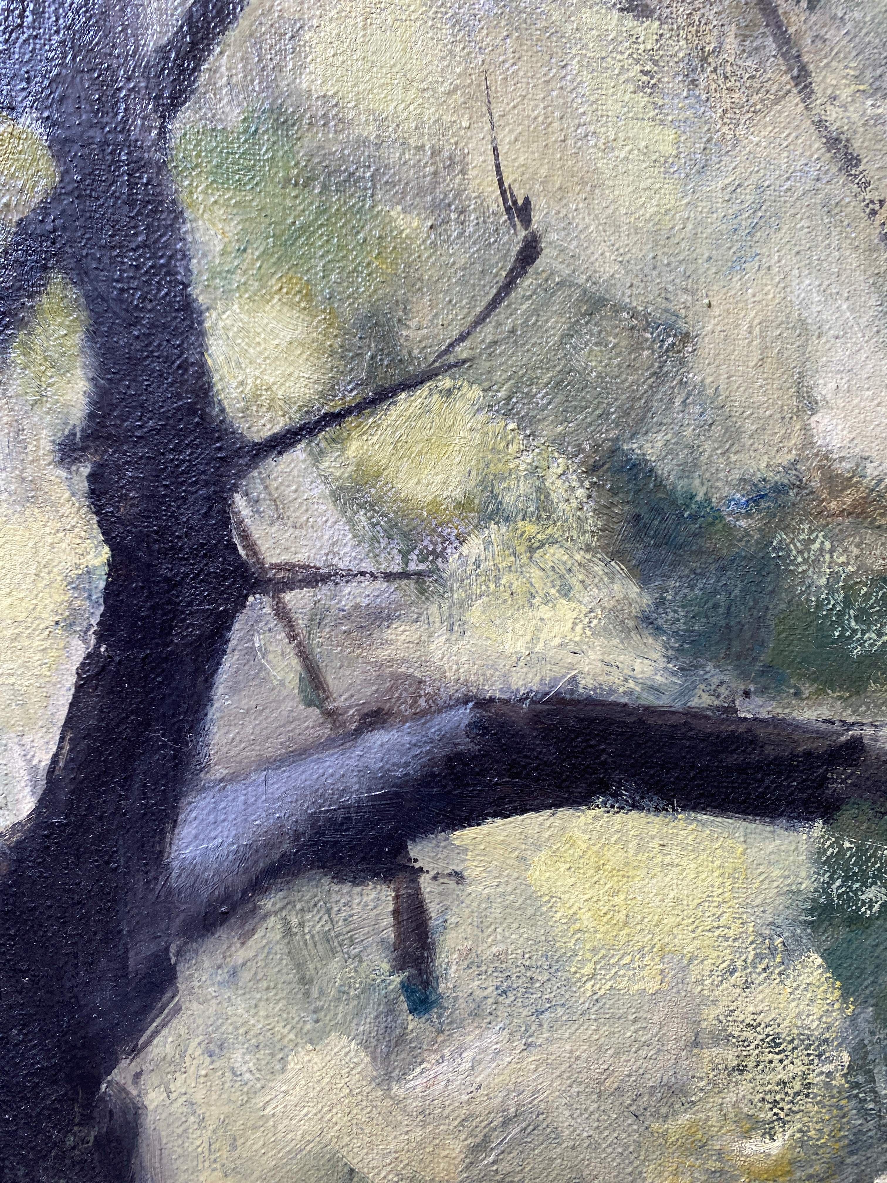 Table "Tree study" Russian school HSP signed N. Spoov +frame
