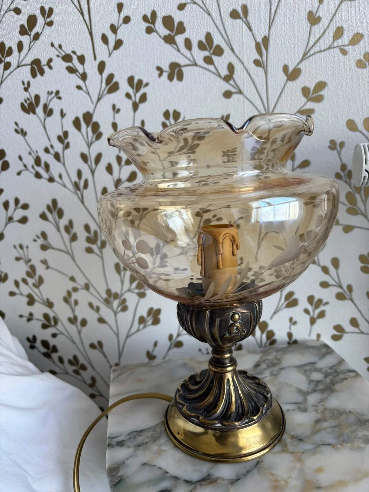 Pair of vintage Targetti bedside lamps - Candle bulb night lights