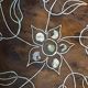 Wooden thuya catchall enhanced with metal wire and mother-of-pearl.