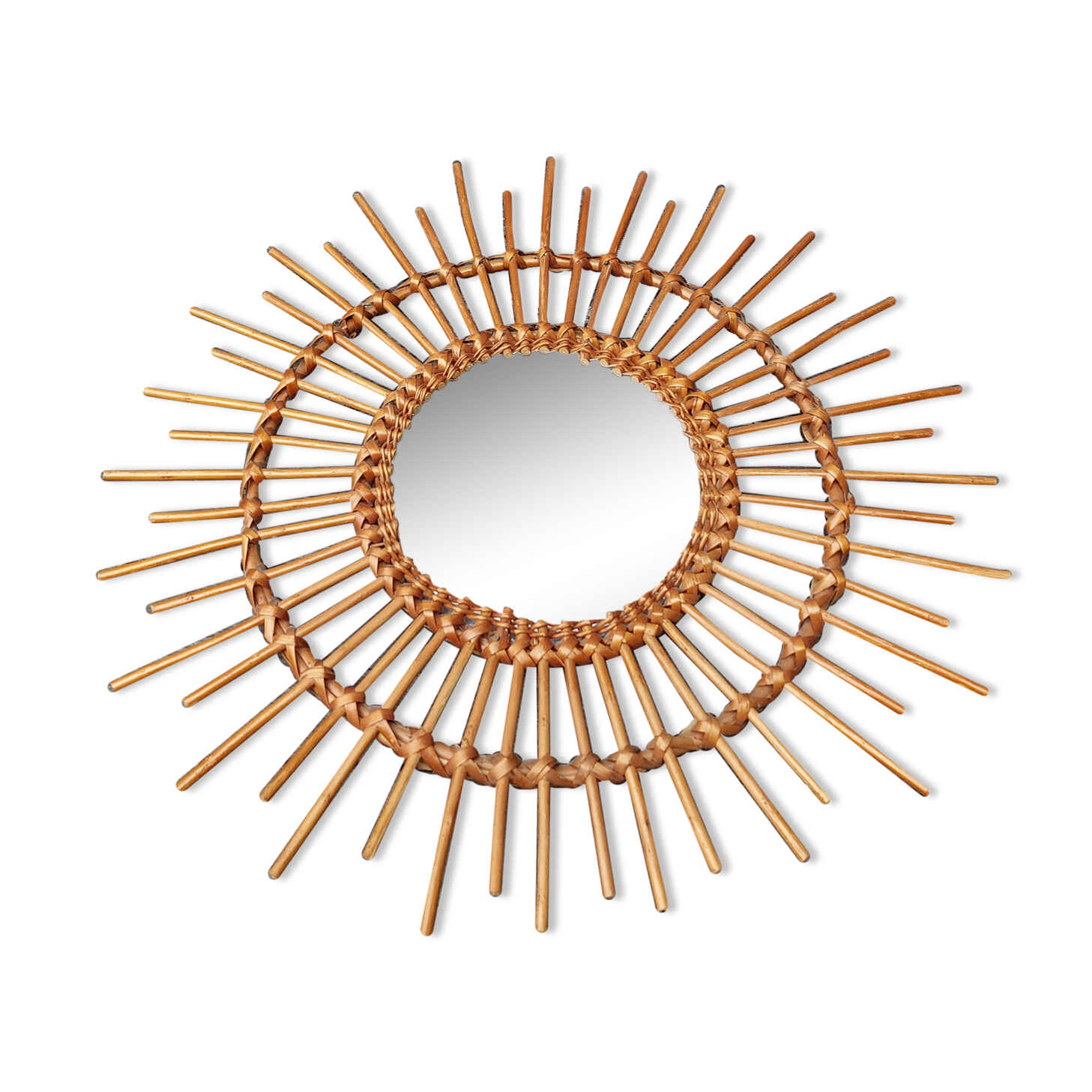 Rattan sun mirror 50 x 50 cm