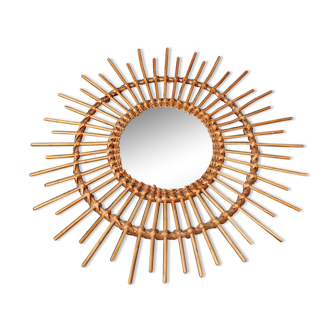 Rattan sun mirror 50 x 50 cm