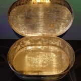 Lithographed sheet metal box " éts au planteur de caiffa " decorations children beach sea boats