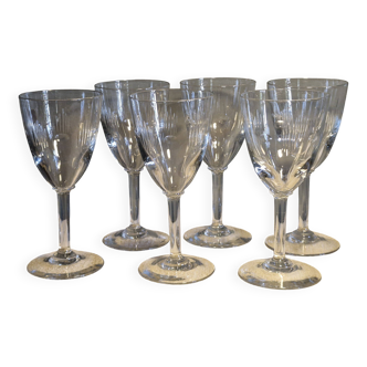 6 water glasses - Small cut decoration - Period 1900