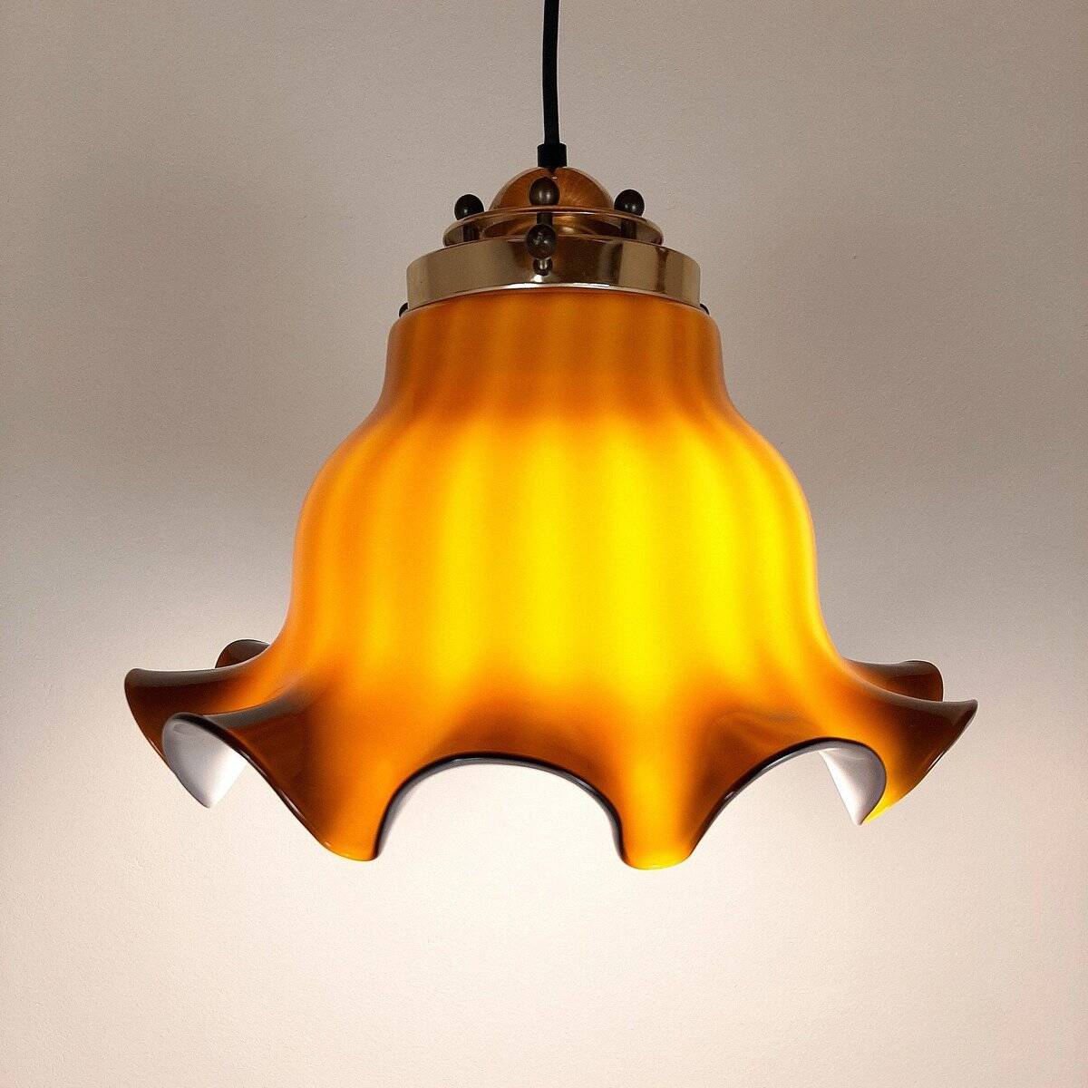 Brown glass pendant lamp, 1970s