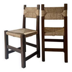 lot de 2 chaises paillées - 1950