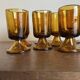 set of 7 tulip foot roller glasses Ibiza 1970 in large irregular glass