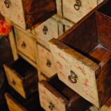 Ancient Chinese apothecary furniture calligraphed