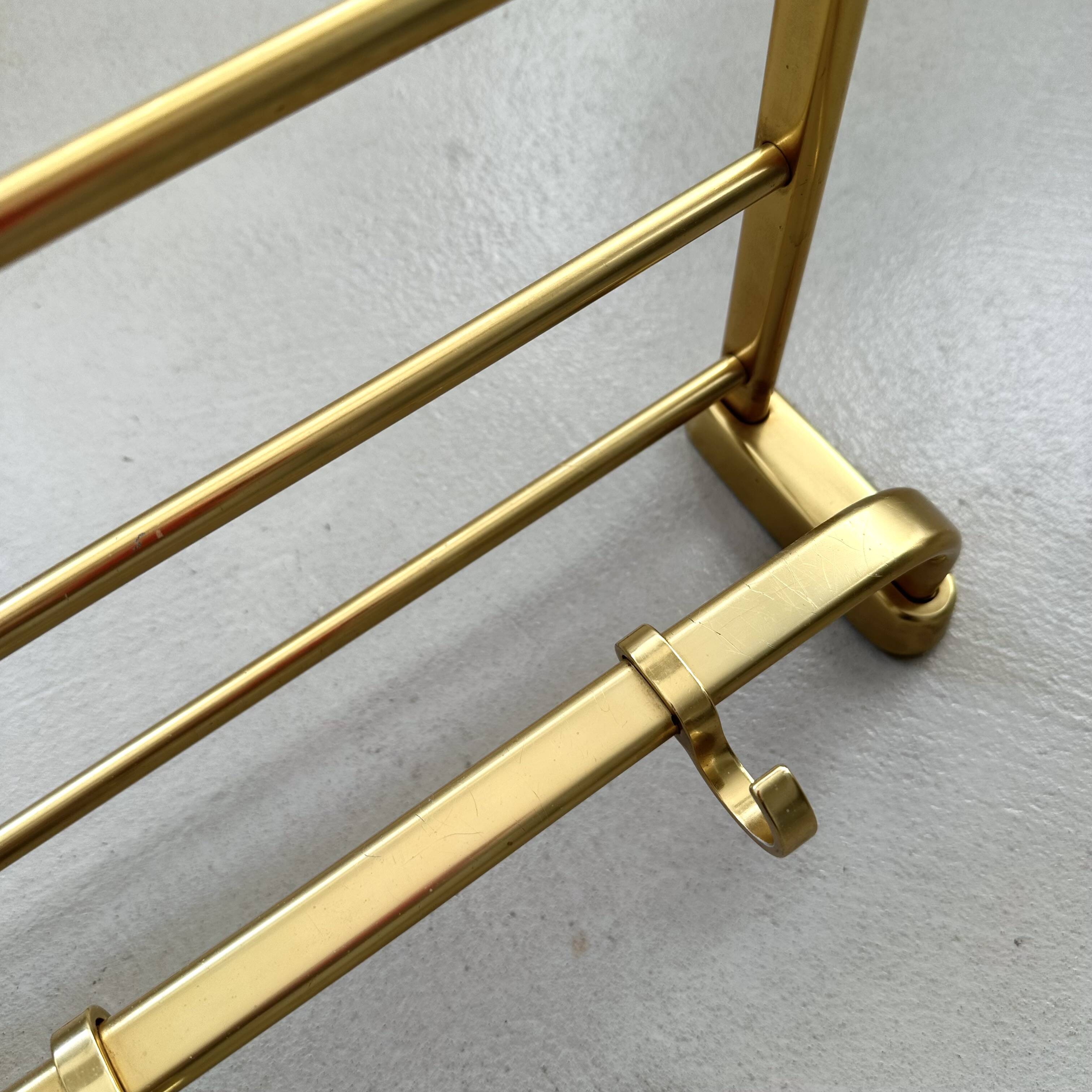 Mid-Century Coat Rack, Gold Coat Rack, Hallway Hook Rail, 1960s