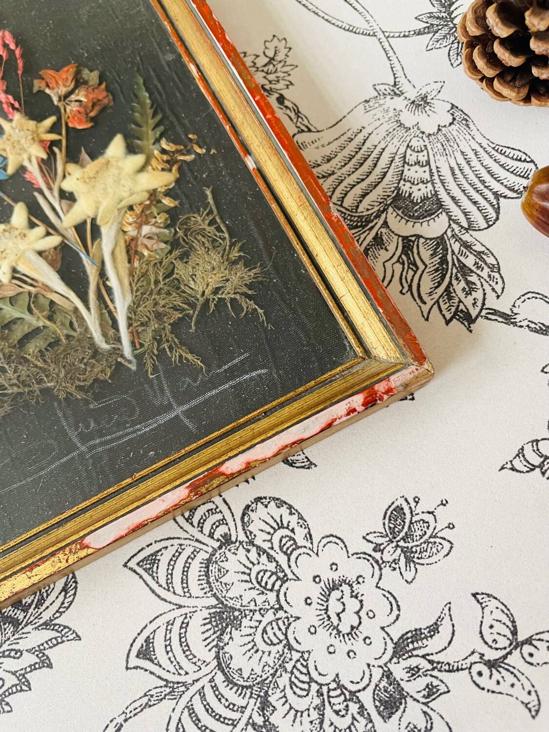 Vintage dried flowers frame