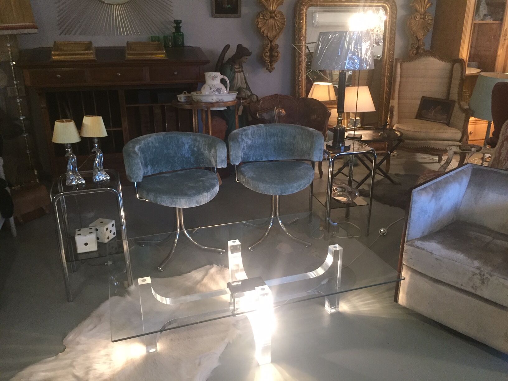 Light of the 1970s glass coffee table