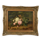 Tableau peinture du xixe "bouquet de roses"