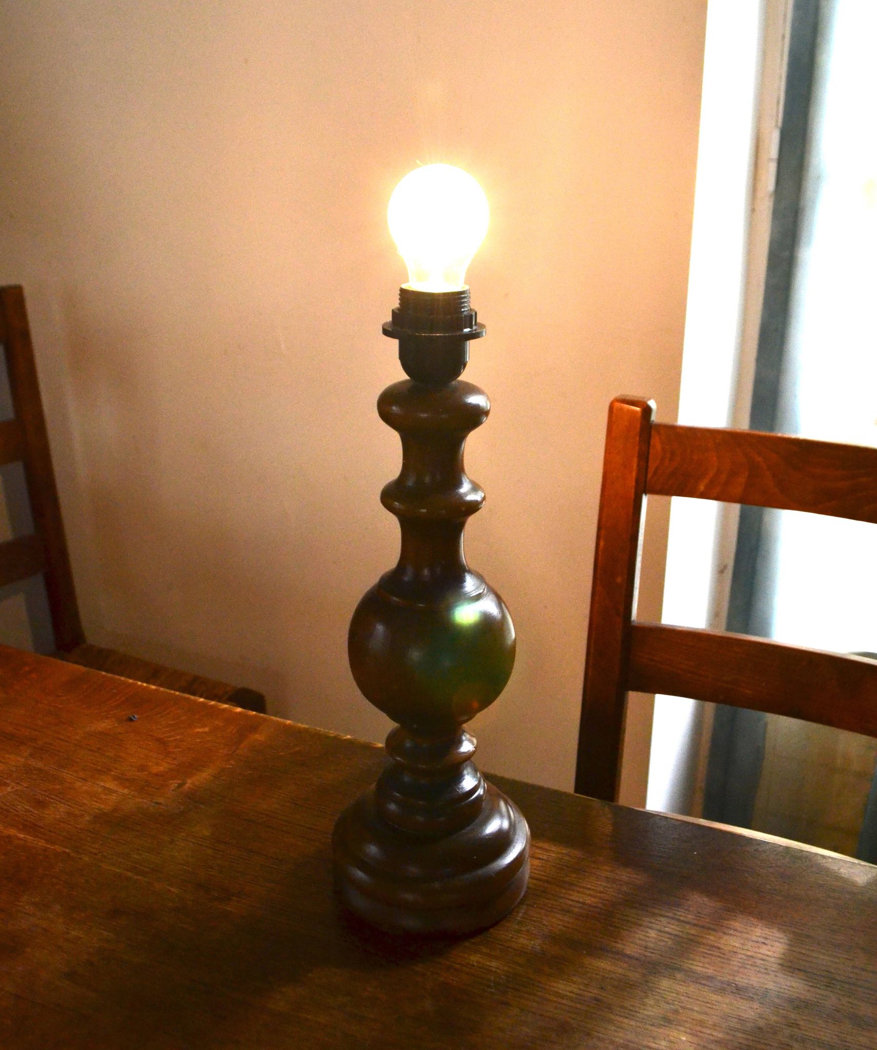 1960s turned wooden lamp base