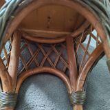 Woven wood and rattan plant stand