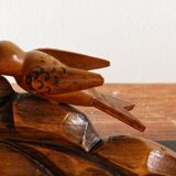 Pair of wooden bookends, birds, art deco,