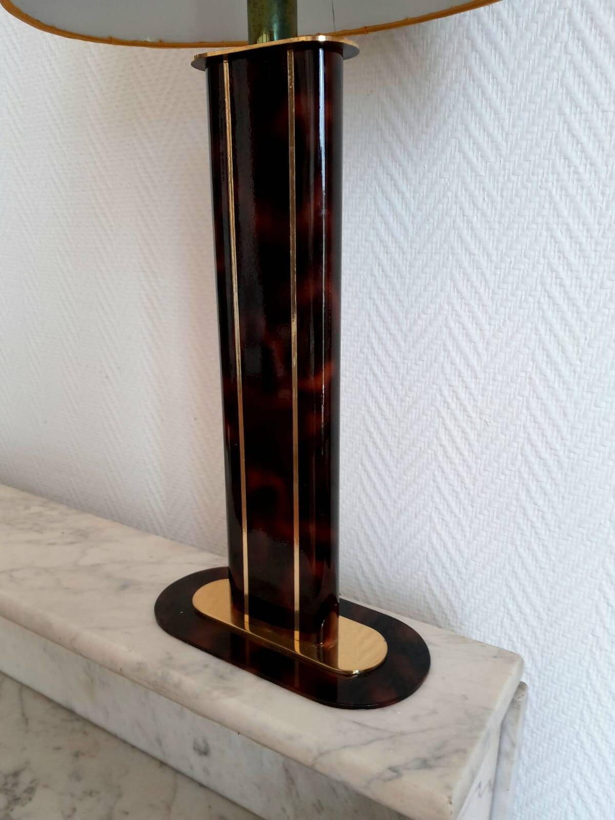 Lampe écaille Hollywood Regency noir et or