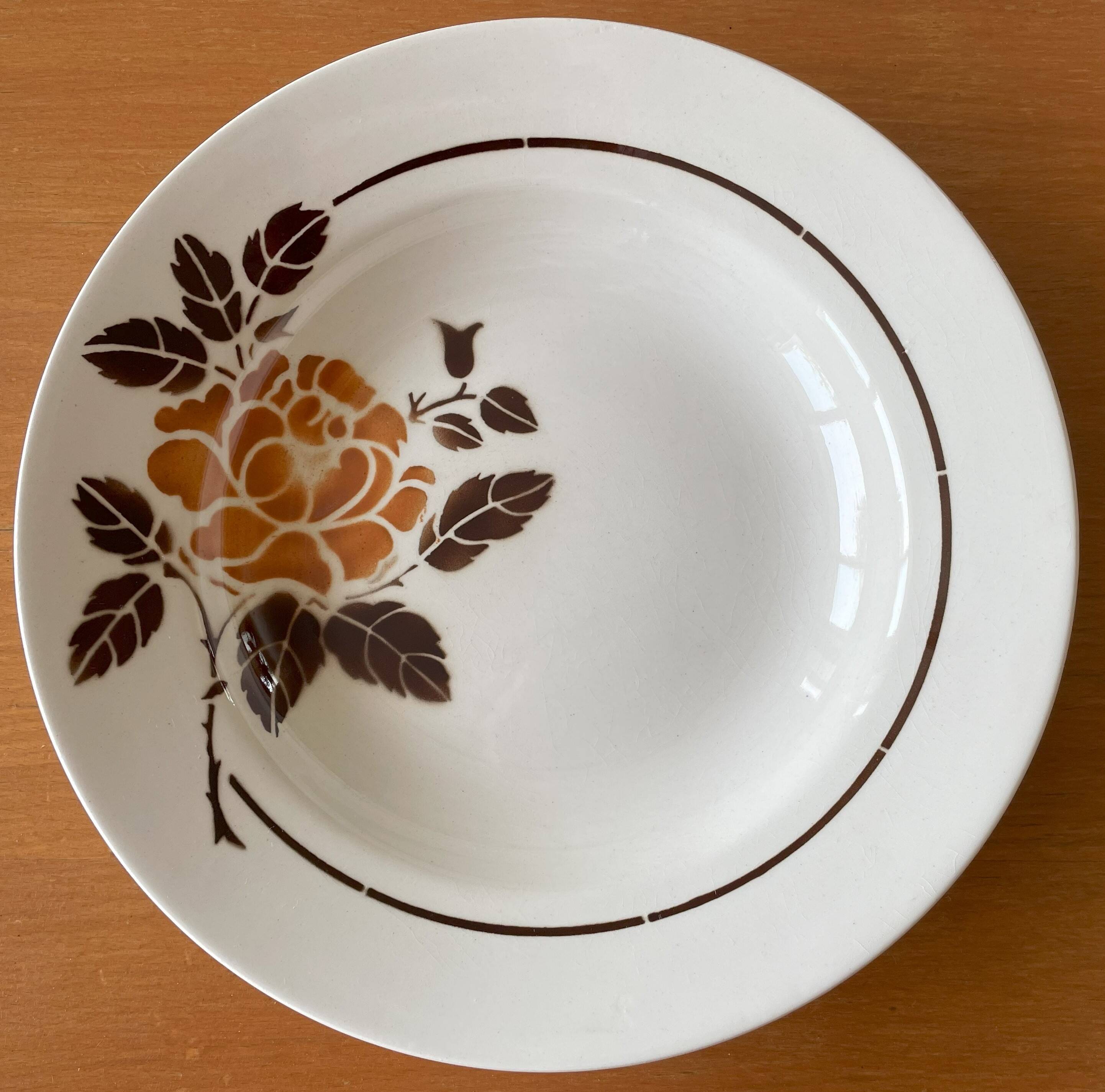 6 old earthenware soup plates from Saint-Amand (North)