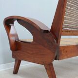 Mid century 3 seater sofa / bench teak wood and Vienna 1950s