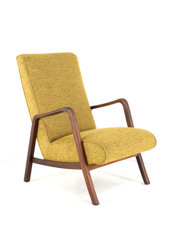Knicos armchair in teak with yellow upholstery - very rare dutch design