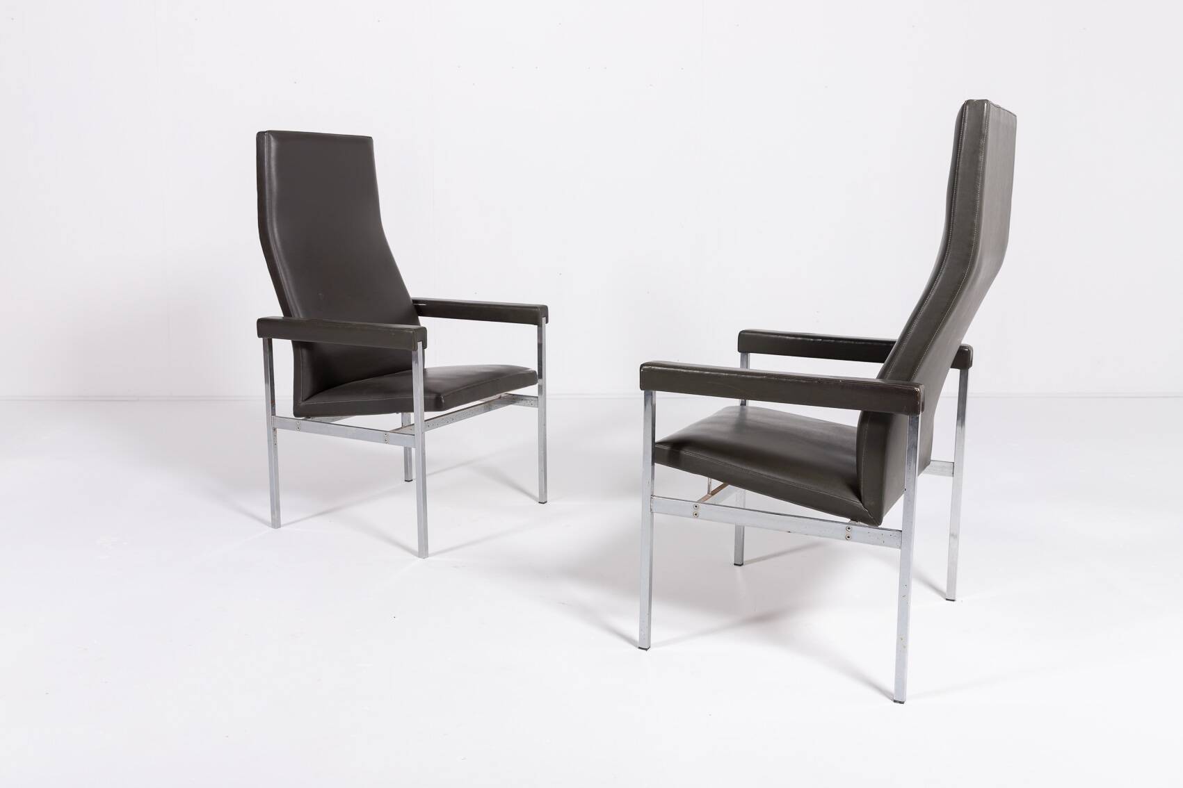 Paire de fauteuils à dossier haut de Fritz Hansen, Danemark des années 1980