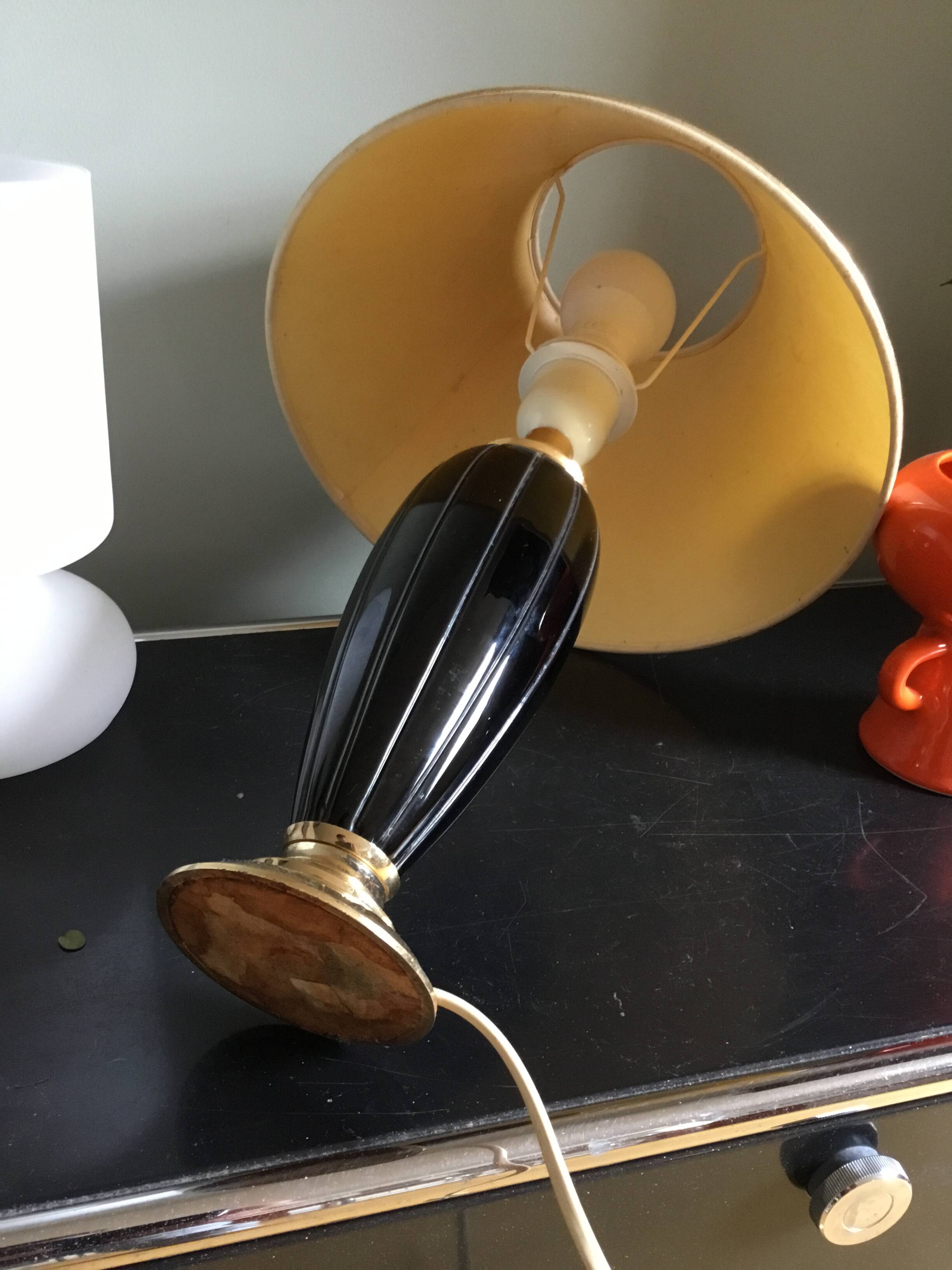 Vintage gold and black ceramic lamp