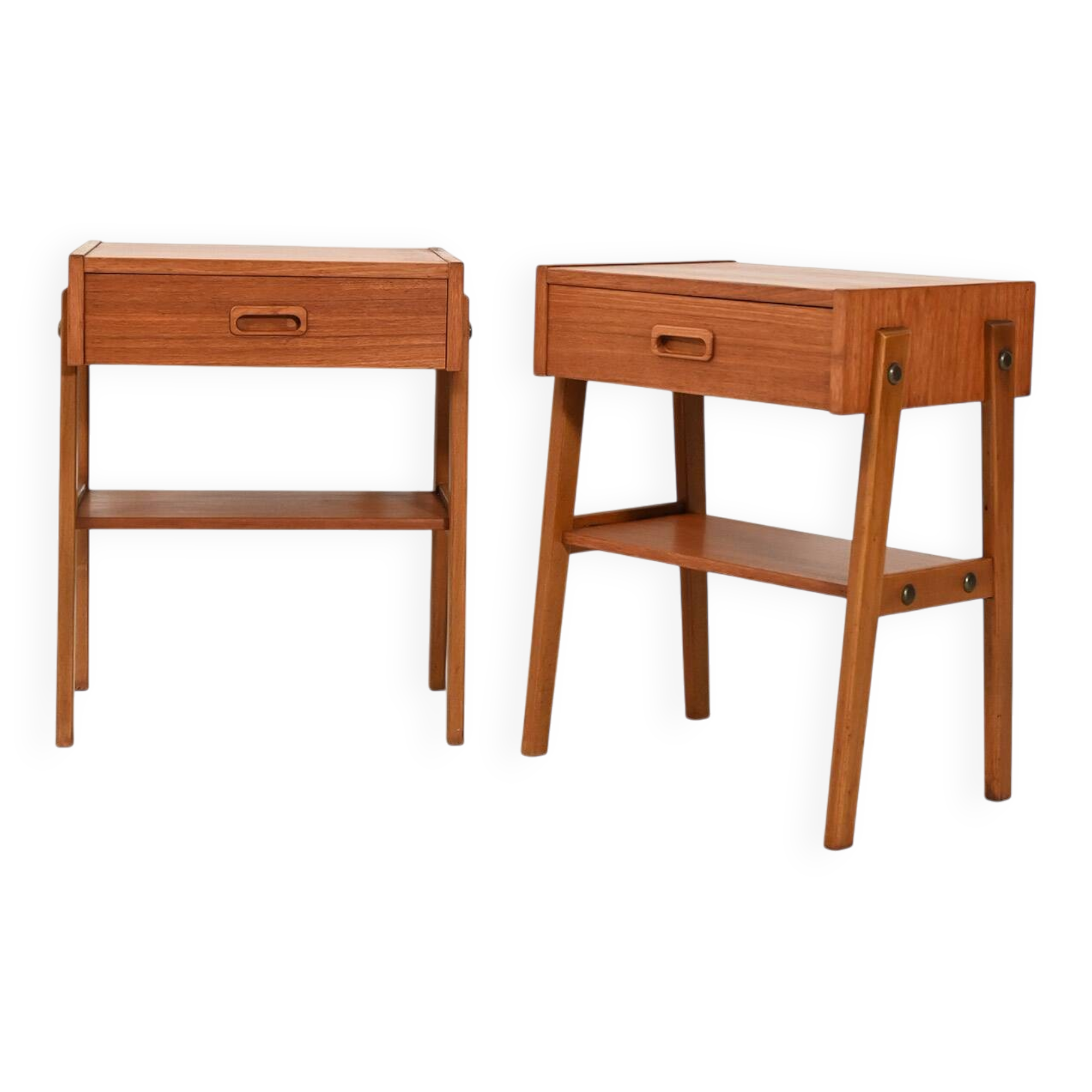 Pair of Scandinavian bedside tables in teak